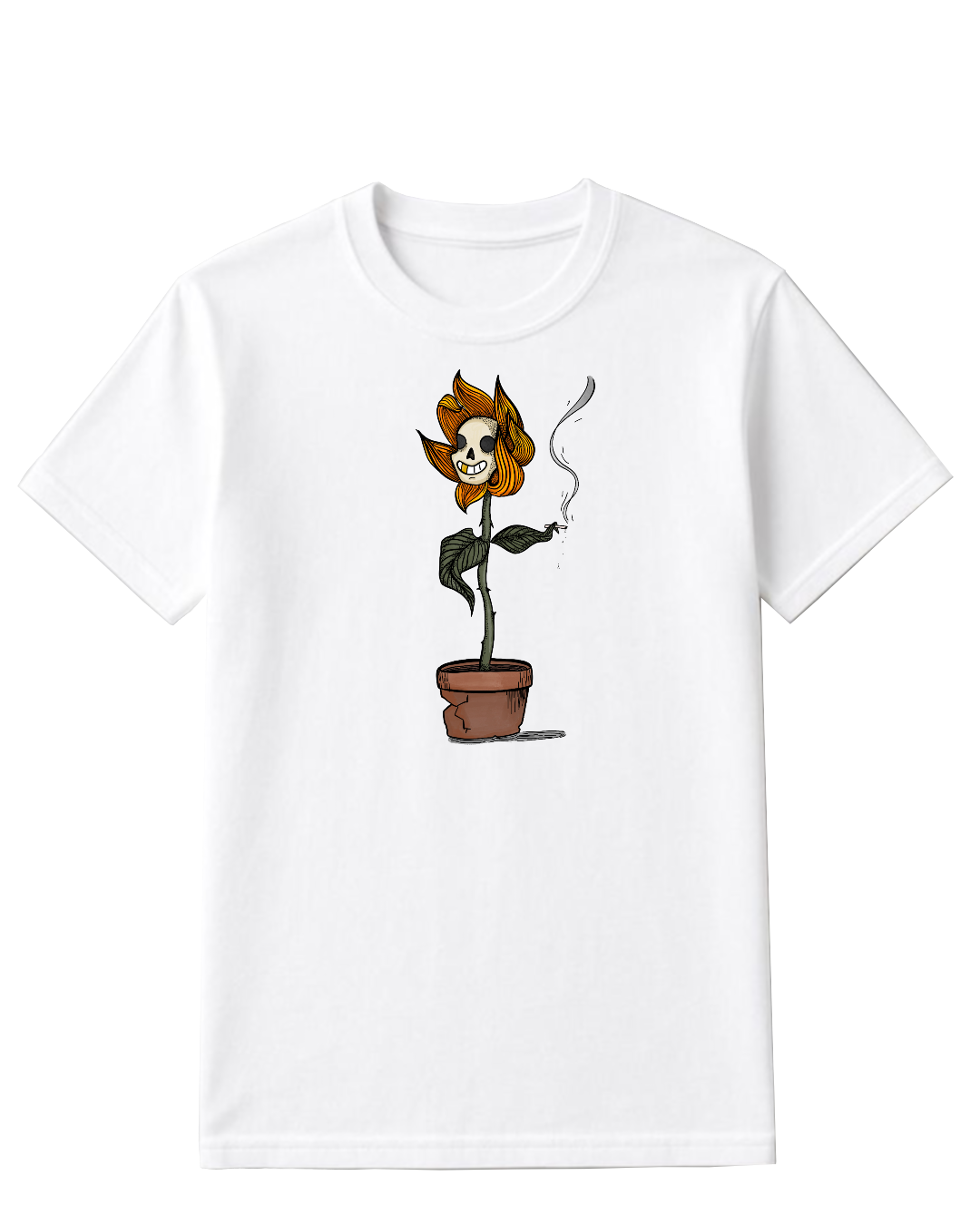 Color smocking flower infused T shirt