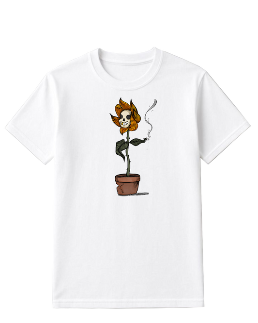 Color smocking flower infused T shirt